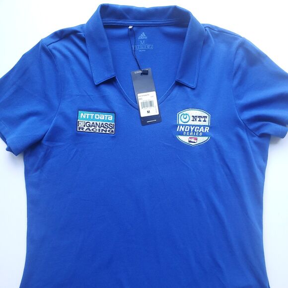 Chip Ganassi Racing Polo Shirt Womens Medium Blue Adidas NTT DATA Indycar Series - Picture 2 of 16